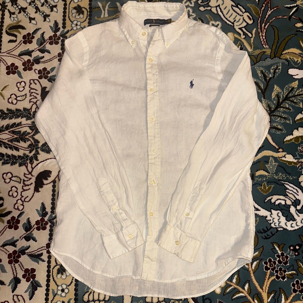 Ralph Lauren Men's White Linen Shirt